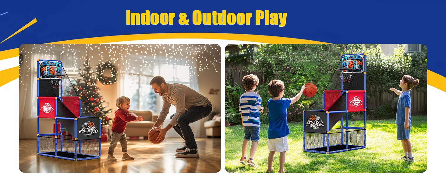 Kids Arcade Basketball Hoop with 4 Balls, Indoor Outdoor Single Shot Basketball Game for Toddler,Carnival Games Sport Toys Gifts for Boys Girls Ages 3-8 Years Old,Ideal for Competition