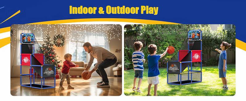 Kids Arcade Basketball Hoop with 4 Balls, Indoor Outdoor Single Shot Basketball Game for Toddler,Carnival Games Sport Toys Gifts for Boys Girls Ages 3-8 Years Old,Ideal for Competition