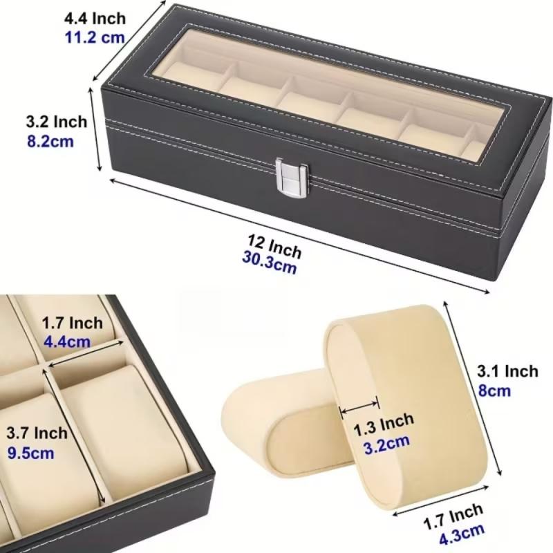 Luxury Watch Storage Box with Clear Top Large Capacity Multi - Compartment Jewelry Display Case Dustproof Moisture - Proof Gift for Women Men Festive Gift