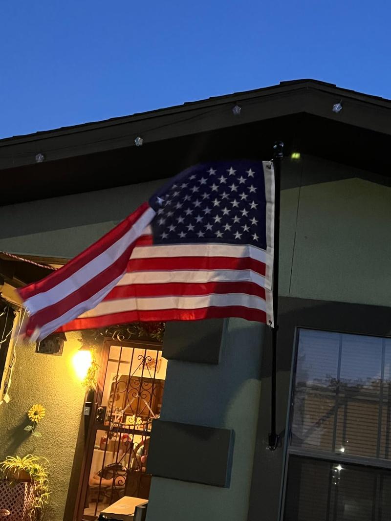 Barcetine Porch Flag Pole Kit with 3x5 Embroidered USA Flag - Heavy Duty Metal Flag Pole Holder for Outside House,Upgraded Tangle Free Flagpole with Ball Bearing Swivel Rings & Aluminum Wall Mount Bracket for Outdoor