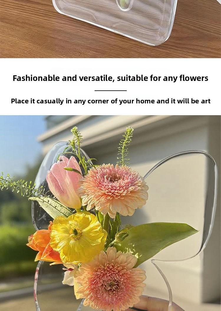 Creative vase, hydroponic flower arrangement container, acrylic creative design, office desk decoration ornament, butterfly photo frame vase, collectible decoration