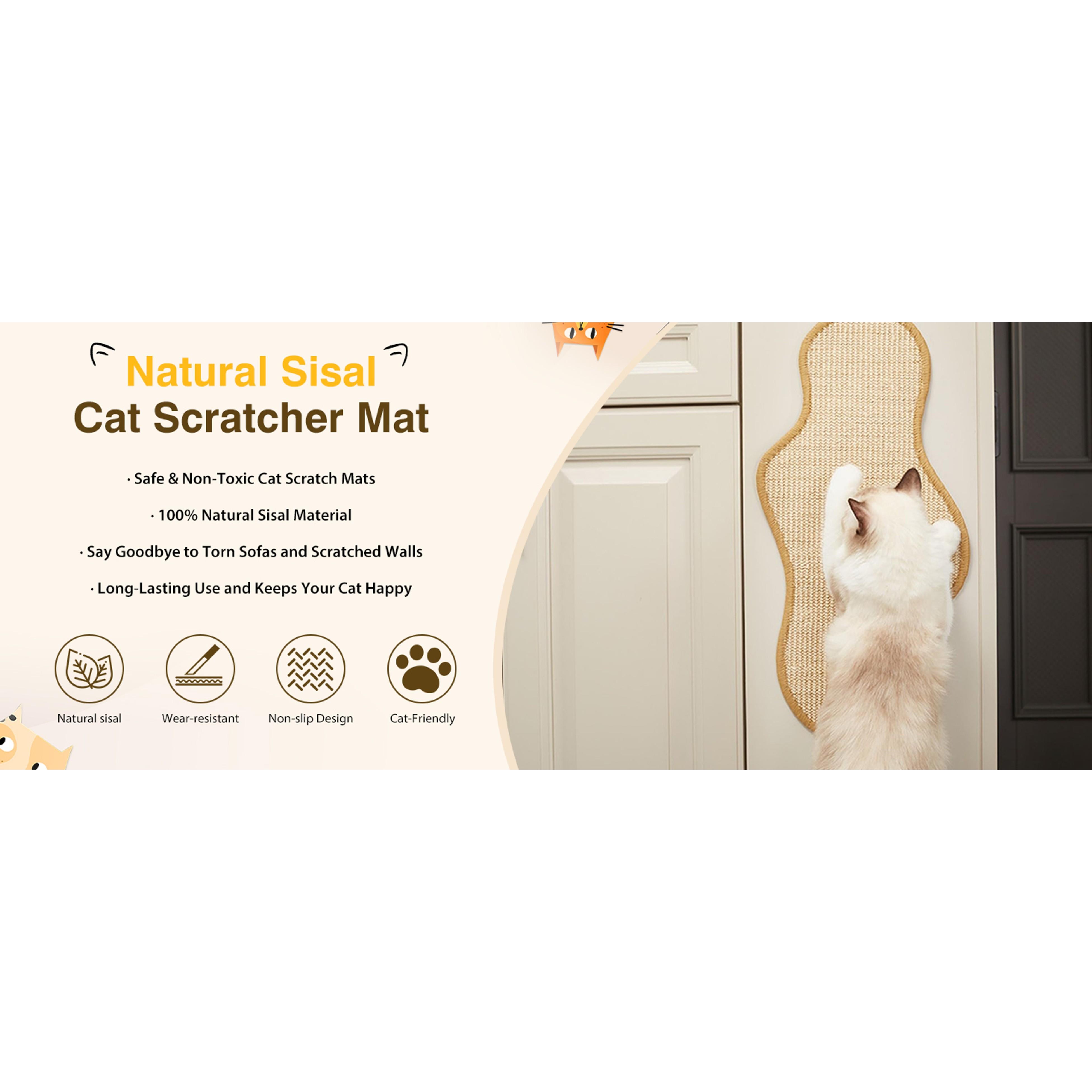 Sisal Cat Scratcher Mat with Sticky Tapes & Damage-Free Nails, 23.6"x11.8" Eco-Friendly Natural Material Mat, Durable Reinforced Design for Indoor Cats’ Couch Protection (Cactus) Sisal Cat Scratcher Mat with Sticky Tapes & Damage-Free Nails, 23.6"x11.8" Eco-Friendly Natural Material Mat, Durable Reinforced Design for Indoor Cats’ Couch Protection (Cactus)