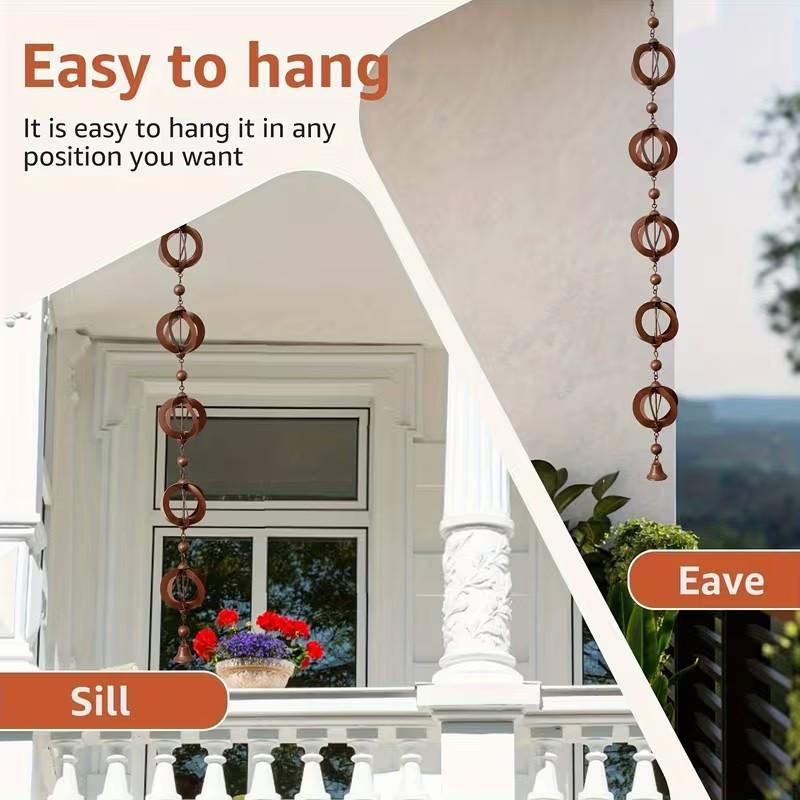 1pc Rain Chain Hanging, Wind Chime, Outdoor Garden Decor, Wall Mounted, Mushroom Design, Rotating Rain Chain, Room & Window Decoration