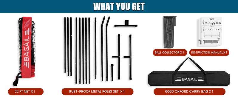 【Holiday Haul】BAGAIL Portable Pickleball Net Set, 22 FT Regulation Size Pickle Ball Net with Ball Collector, Carry Bag, Easy Setup for Outdoor Indoor Driveway family sport Training Equipment Baseball Bat