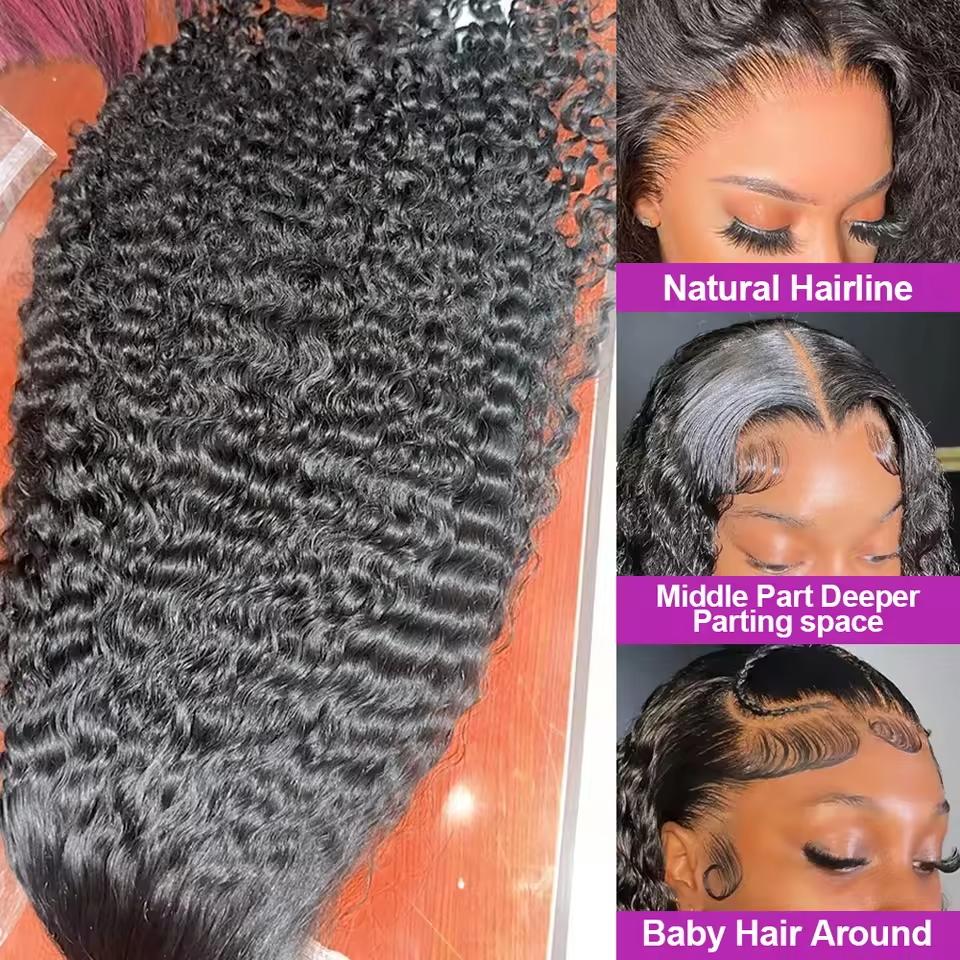 Deep Wave Wigs 13x4/6 HD Transparent Lace Front Human Hair Wigs Pre Cut 7x5 HD Lace Closure Wigs Brazilian Curly Wigs For Black Women Ready To Wear Gluless Wigs PrePlucked 180% Density