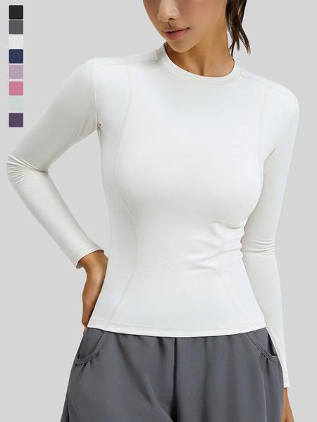 New Spring Autumn Women's Slim-Fit Long Sleeve T-Shirt, Casual Round Neck Yoga Top, Running Fitness Shirt, Athletic Yoga Shirts, All Seasons Wear New Spring Autumn Women's Slim-Fit Long Sleeve T-Shirt, Casual Round Neck Yoga Top, Running Fitness Shirt, Athletic Yoga Shirts, All Seasons Wear