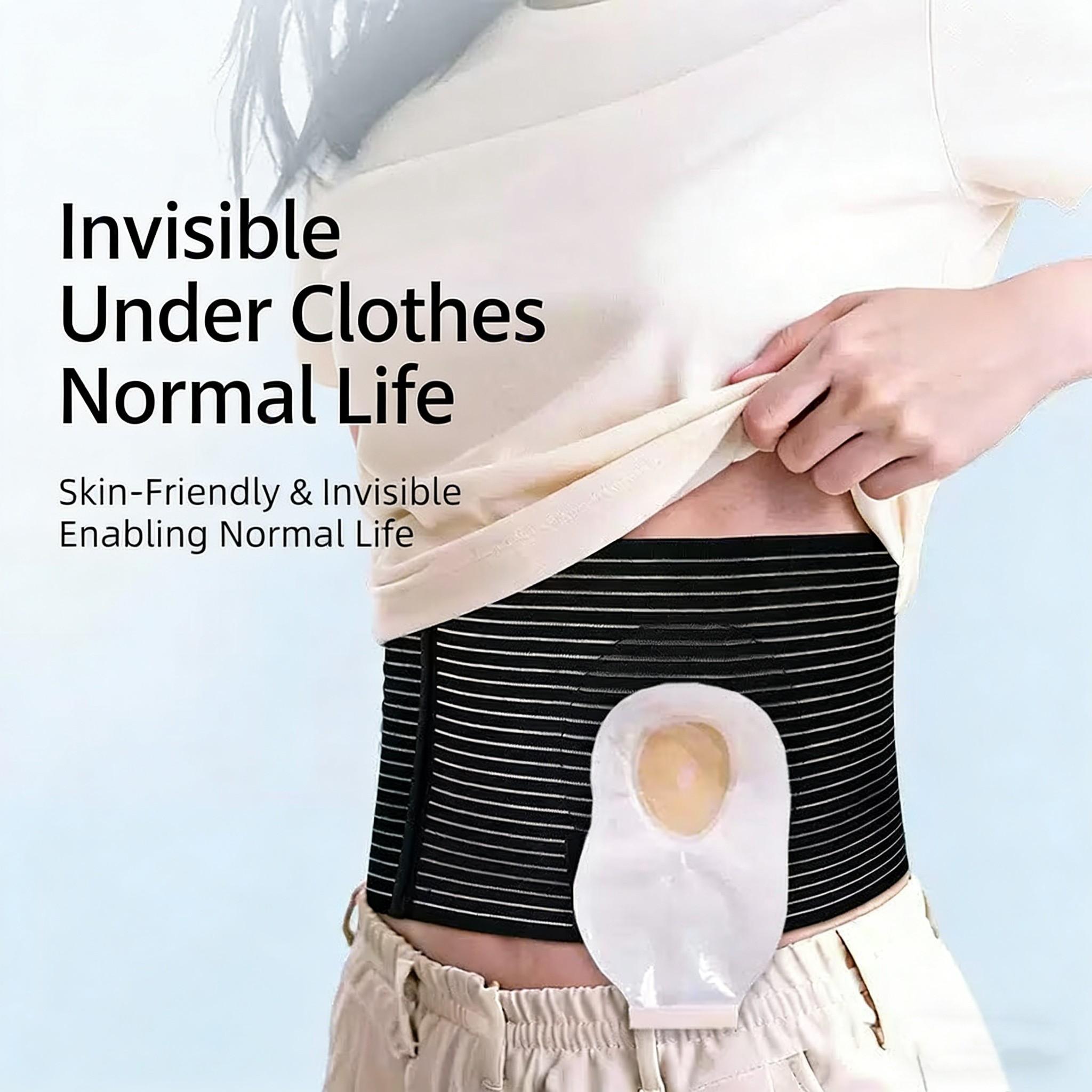 Ostomy Support Belt Adjustable Abdominal Binder for Colostomy Ileostomy Stoma Care, Elastic Waist Belt  Breathable Hernia Support Brace for Postoperative Care & Daily Comfort