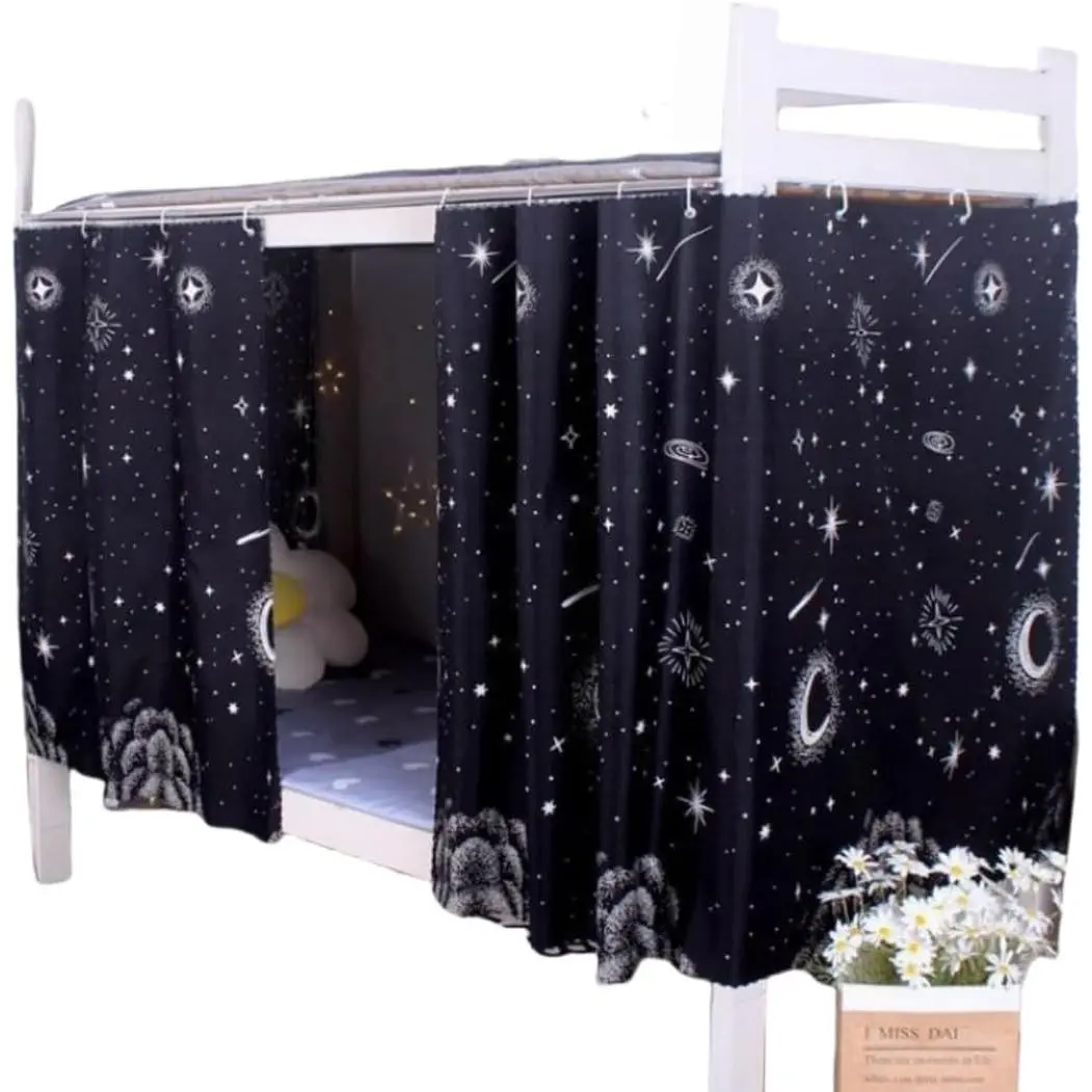 Dorm Bottom Bunk Bed Privacy Curtains 350g Dustproof Breathable Single Bed Blackout Panels Underbed Loft Bed Canopy Tent Shading Drapes for College Home 2 PanelsGift