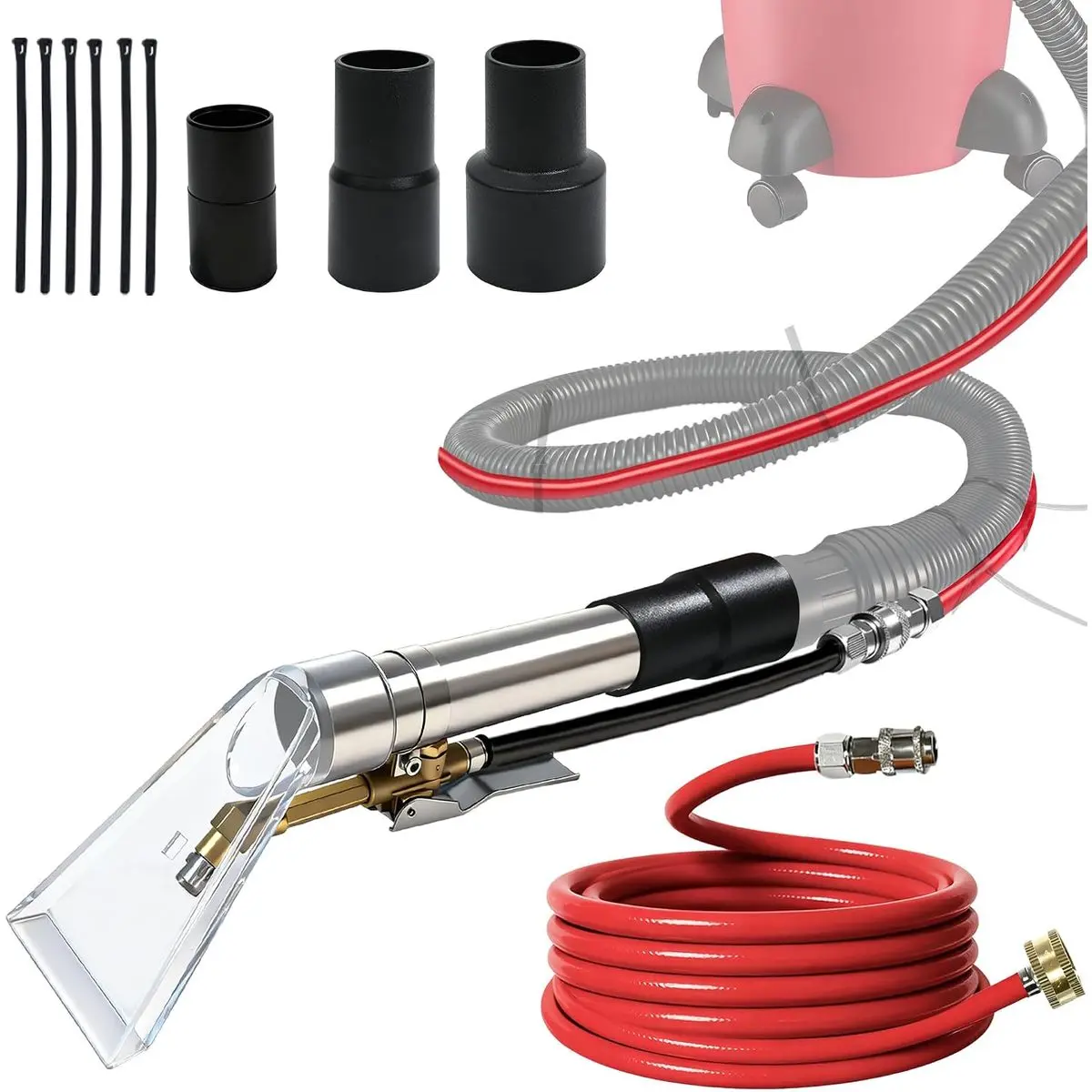 Shop Vac Extractor Hose Kit Adapter, Universal Fit for All Brands, 25-ft Wet-Dry Vacuum Accessory for Upholstery, Carpet Cleaning & Auto Detailing