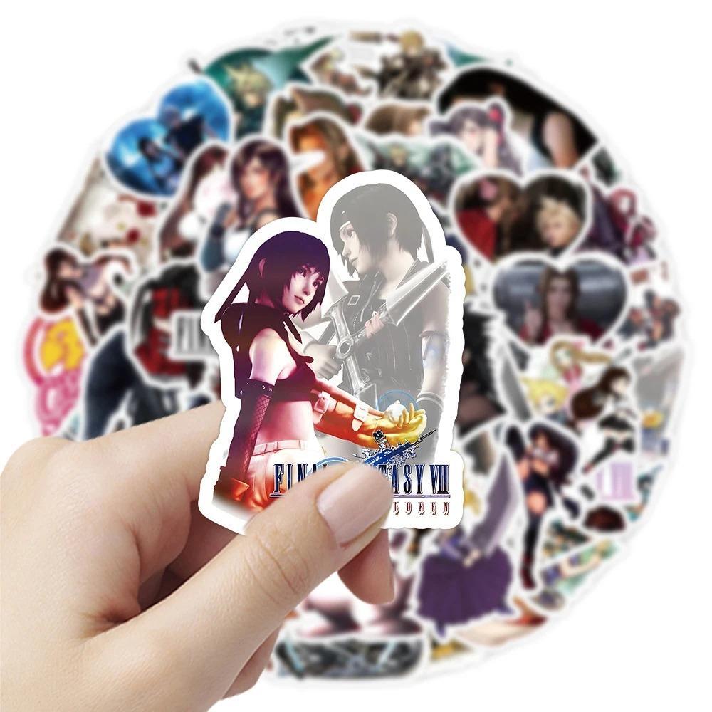 Final Fantasy Character Stickers, 10/30/60pcs Warrior of Light Cloud Strife Aerith Tifa Decals for Laptop, Skateboard, Phone, 10Pcs