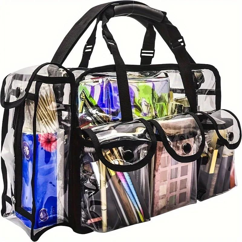PVC Transparent Cosmetic Bag Waterproof Large Capacity Makeup Pouch Travel Organizer, Multifunctional Beach Swimming Storage Shoulder Tote Travel Cosmetic Bags