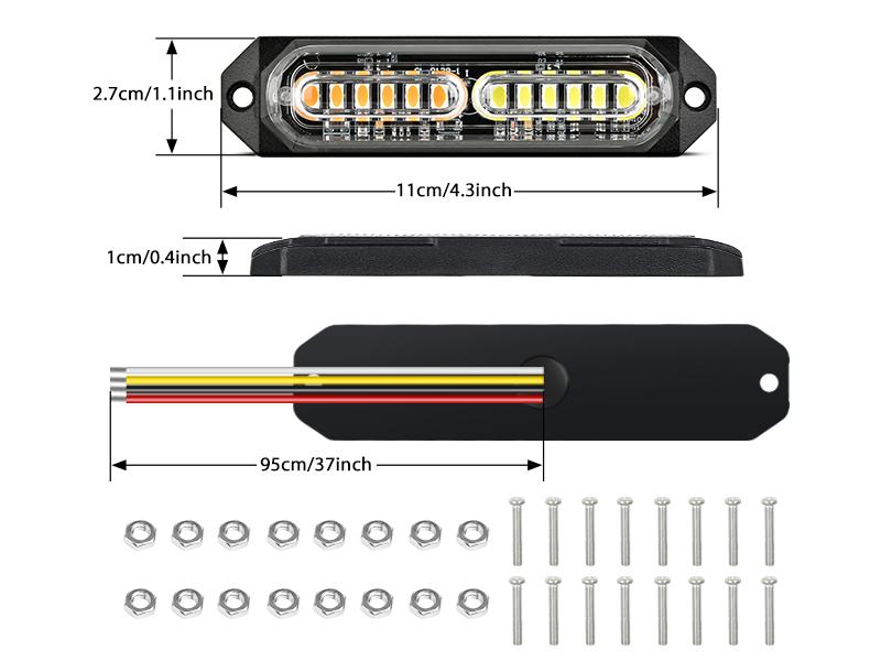 Nilight 8PCS Led Strobe lights 12LED Amber White  Light 12V 24V Surface Mount Flashing Warning Hazard Beacon Lights Ultra Slim Sync Feature Mini Grille for Cars Trucks Off Road Vehicles SUV Side Lamp Bulbs  dealsforyoudays