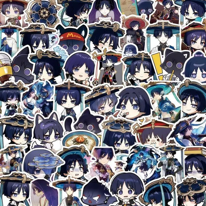 100pcs Cartoon Game Genshin Impact Stickers Anime Scaramouche Sticker Laptop Guitar Suitcase Car Motorcycle Sticker Kids Toy