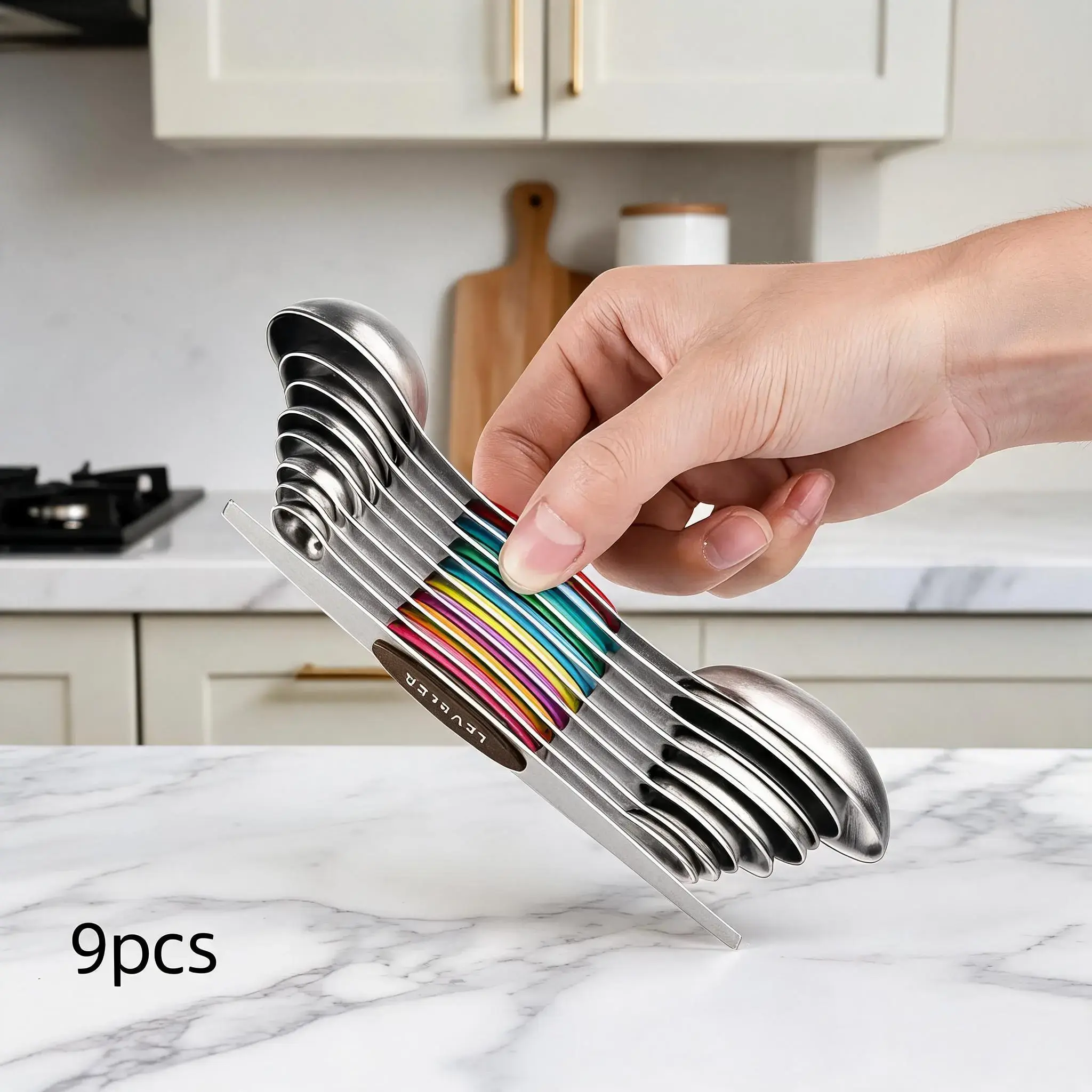 Stainless Steel Magnetic Measuring Spoon Set, Food Measuring Tool, Double-Ended Precision Measuring Spoons Stainless Steel, Metal Measuring Spoons Kitchen Utensils for Coffee & Baking, Food-Grade Home Cooking Gadgets #GLOBAL PICKS