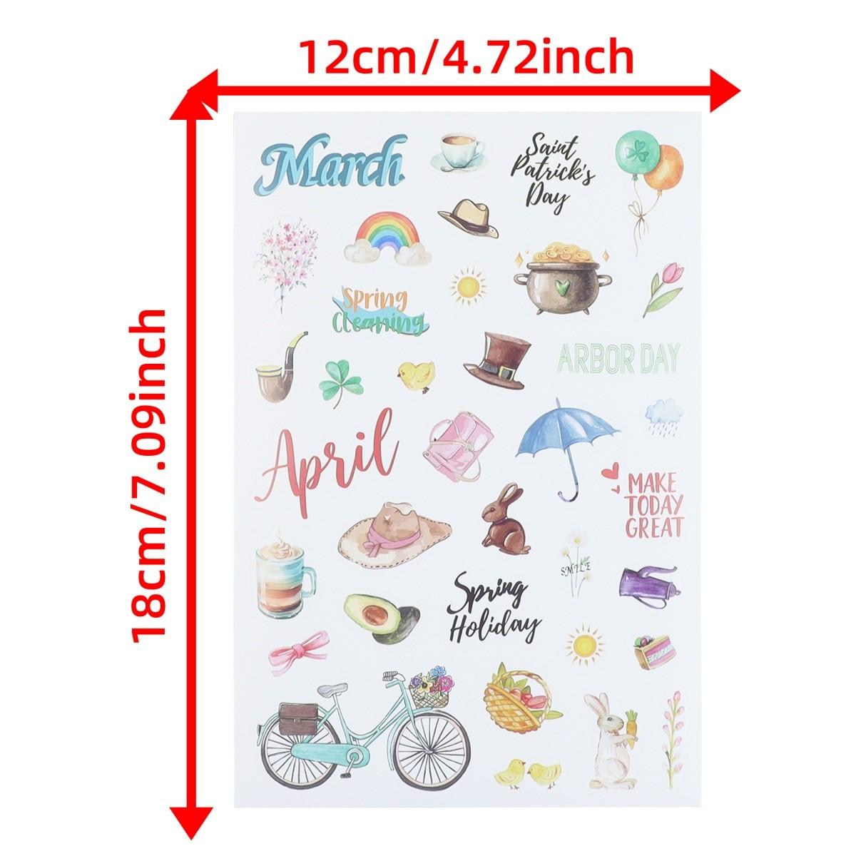 Cute Sticker Set for Journals, Includes 6 Sheets, Perfect for Scrapbooking, DIY Crafts, Art Decoration, Ideal for Personalization