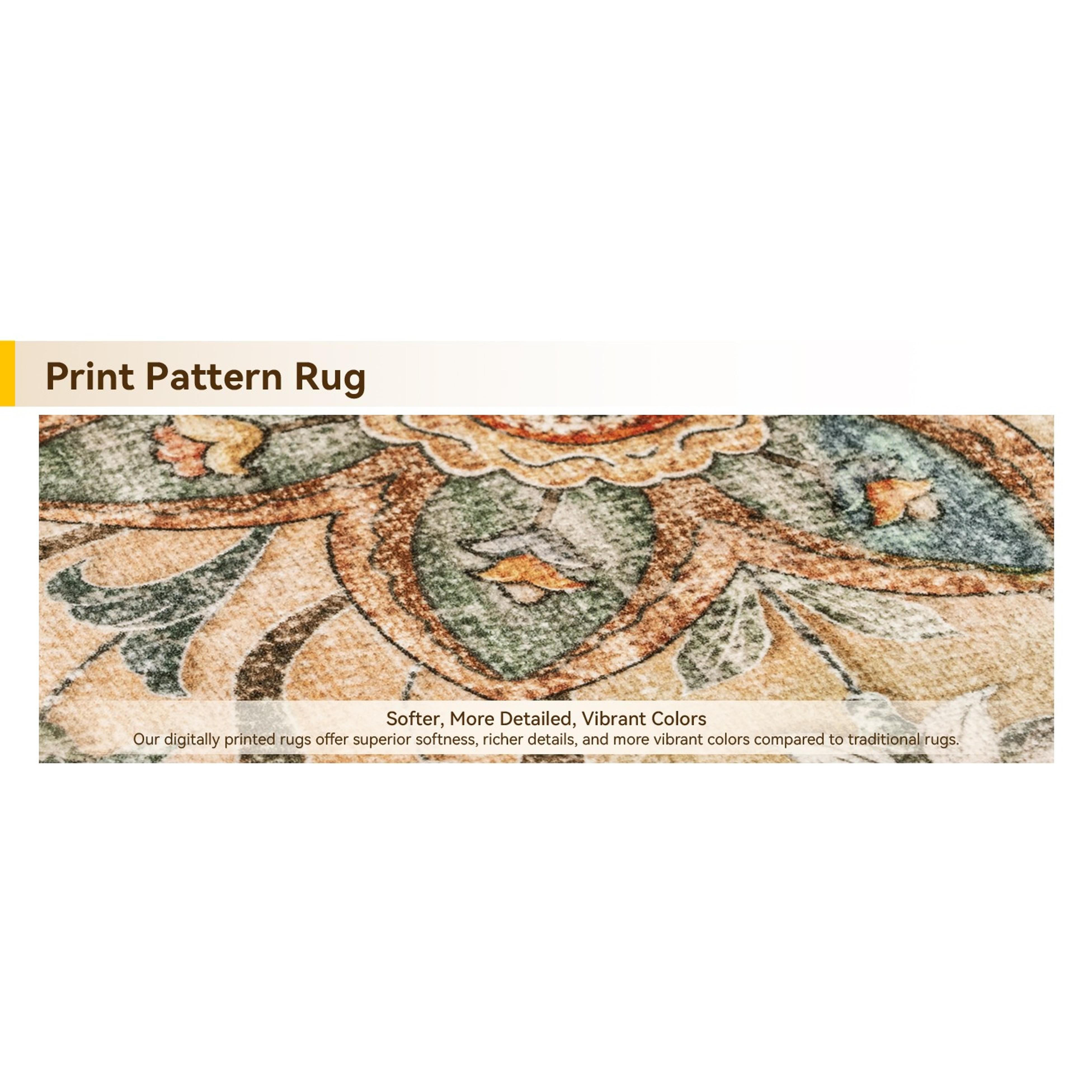 5'x7' Washable Non-Slip Distressed Medallion Area Rug, Floral Vintage Carpet for Living Room, Bedroom, in Terracotta, Burnt Orange, Green