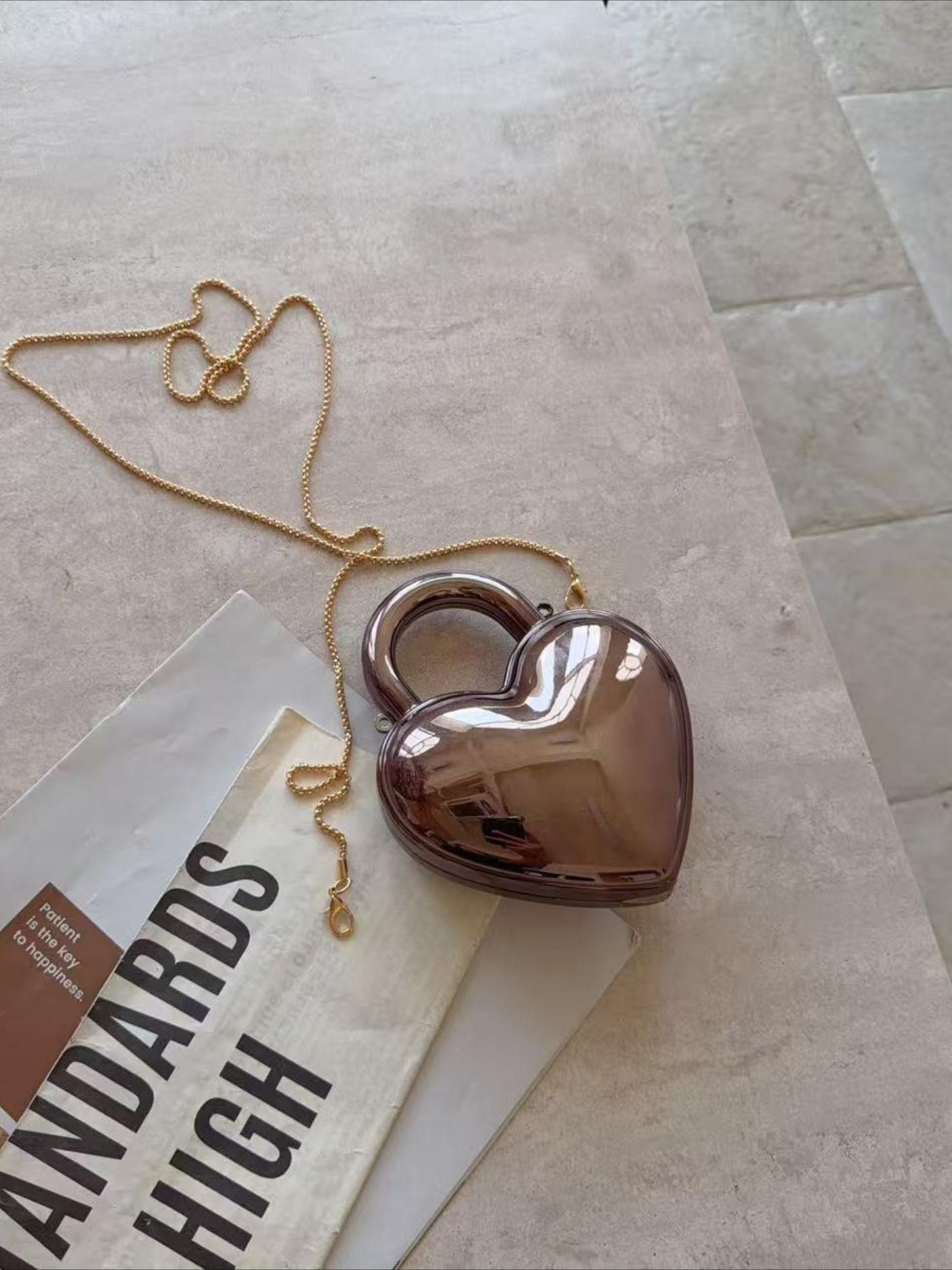 2026 New Acrylic Heart Bag for Women, Unique Trendy Chain Shoulder Crossbody Purse, Versatile Sparkly Small Handbag