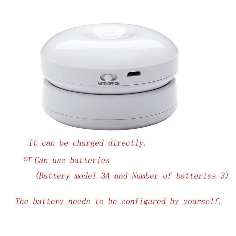 360° Automatic Wireless Motion Sensor LED Night Light, Rechargeable Battery, Smart Home Use, Closet, Hallway, Staircase