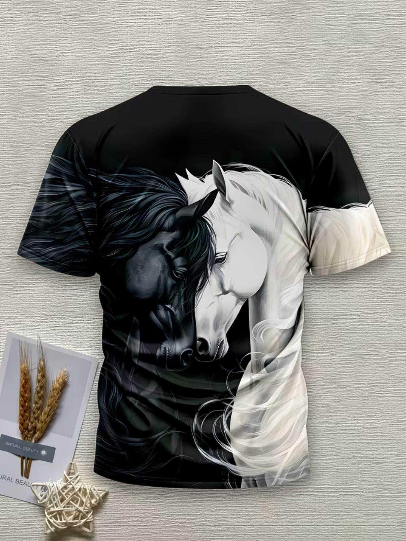 Men's 3D Printed Fashion T-Shirt, Casual Slim-Fitting Top, All over Print Design, No Zipper or Button, Perfect for Daily Wear