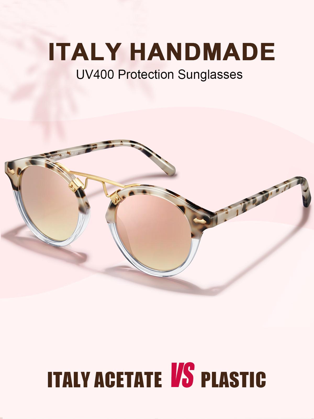 CARFIA Italy Small Face Polarized Sunglasses for Women UV Protection，Retro Women's Mirrored Pink Shades Driving Acetate Eyewear,Summer 2026 Beach Trends Sunnies summerwins