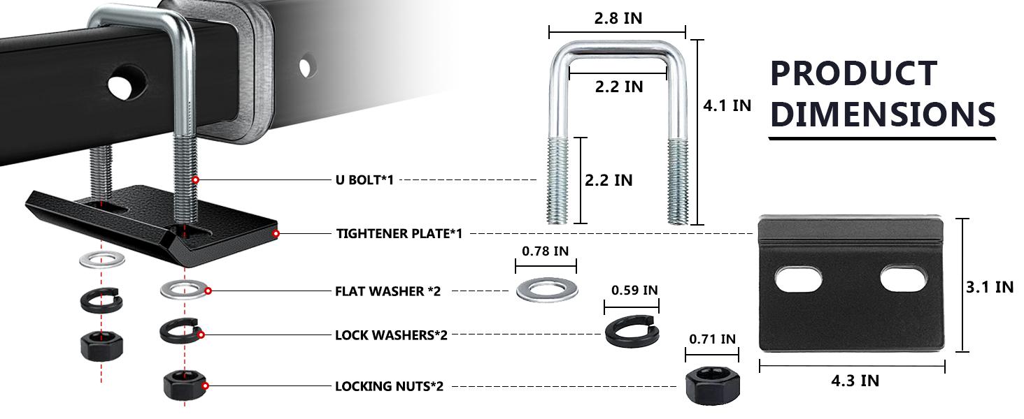 2 Packs Heavy Duty Steel Hitch Tightener Anti-Rattle Stabilizer Clamp, Fits 1.25"& 2" Hitches for Trailers, Eliminates Rocking & Instability, Universal Towing Accessories