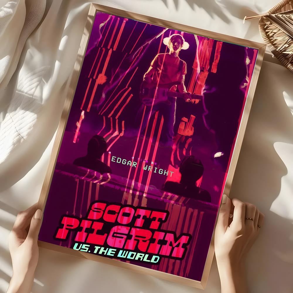 S-Scott P-Pilgrim vs. the World Poster Illustrations Wall art print art suitable for living room bedroom bar parlor home decoration gift  Custom Photo Poster  Personalized Wall Art