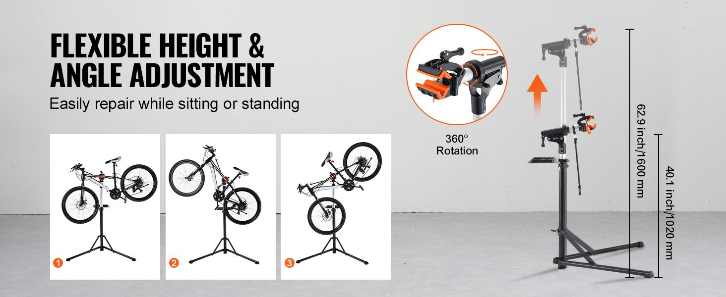 VEVOR Bike Repair Stand, 66 lbs Heavy-duty Aluminum Bicycle Repair Stand, Adjustable Height Bike Maintenance Workstand with Magnetic Tool Tray Telescopic Arm, Foldable Bike Work Stand for Home, Shops VEVOR Bike Repair Stand, 66 lbs Heavy-duty Aluminum Bicycle Repair Stand, Adjustable Height Bike Maintenance Workstand with Magnetic Tool Tray Telescopic Arm, Foldable Bike Work Stand for Home, Shops