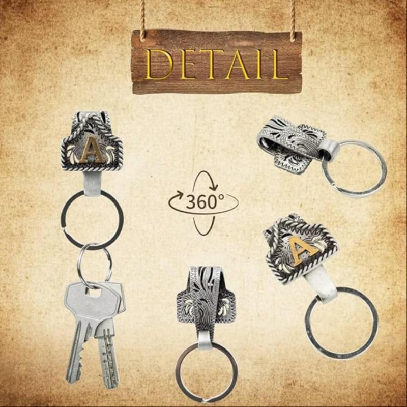 Vintage Western Cowboy Letter Keychain, Handmade Metal A Initial Key Chain Clip, Personality key holder for Pocket&Bag, Personalized Keychain, Metal Keychains, Keychain For Bags