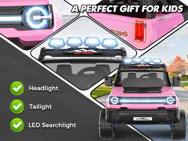 Hikole XL 24V 2-Seater Ride On Truck for Big Kids – 4WD Electric Car w/ Remote, Lights, Music & Storage,Christmas Gifts for Kids 2025