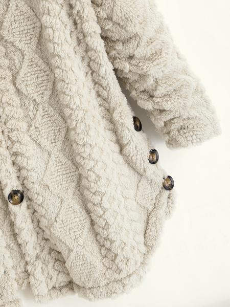 Women's Solid Color Fuzzy Hooded Jacket, Casual Long Sleeve Outerwear for Daily Wear, Ladies Clothes for All Seasons, Winter Womenswear