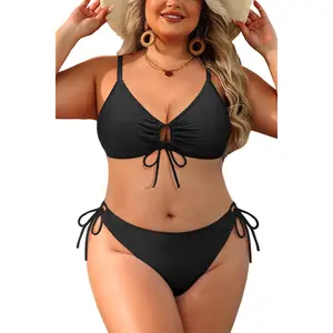 Daci Women's Plus Size Triangle Bikini Set, Sexy Tie Front Two-Piece Swimsuit  SwimWeek  summervibes