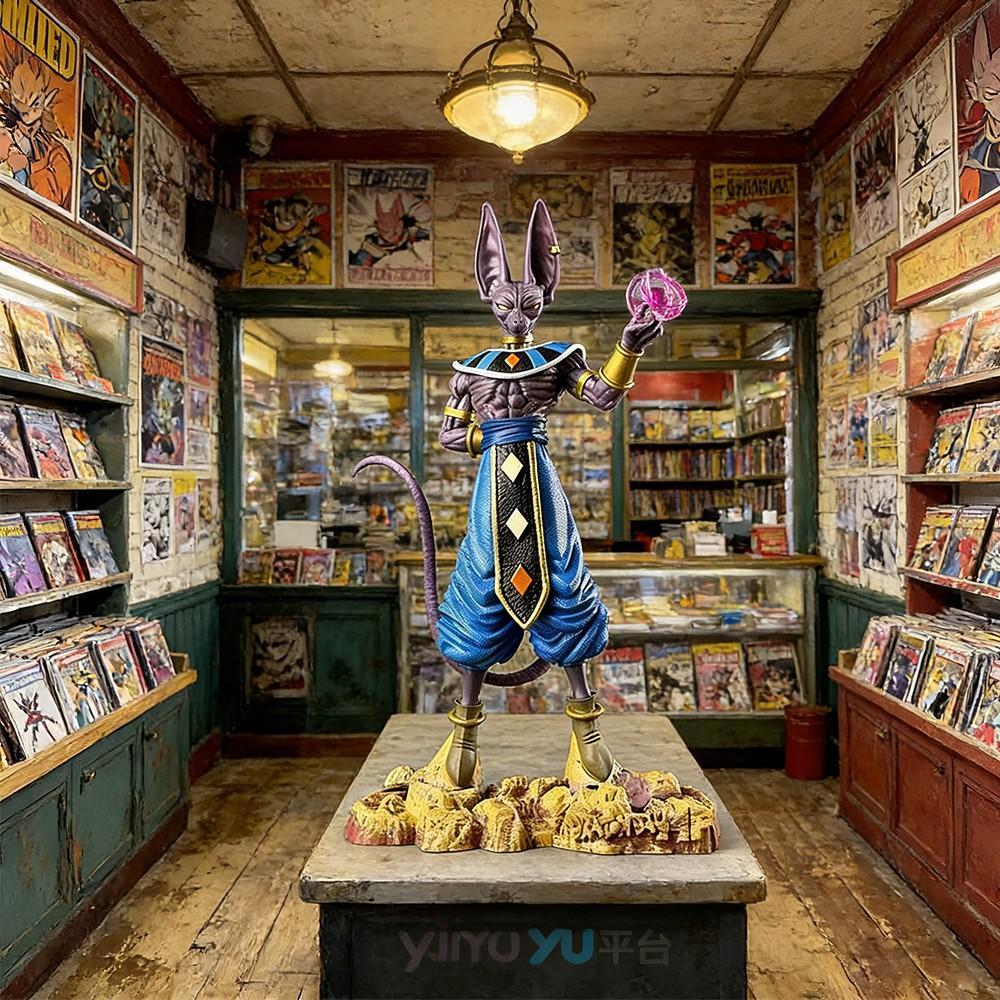 1 Pieces Dragon Ball Super Beerus Figure! God of Destruction Energy Ball Pose with Cyberpunk Scene，Unboxing Beerus Statue! Must-Have DBZ Collectible for Dragon Ball Fans ，Perfect Desk Decor for Dragon Ball Otakus