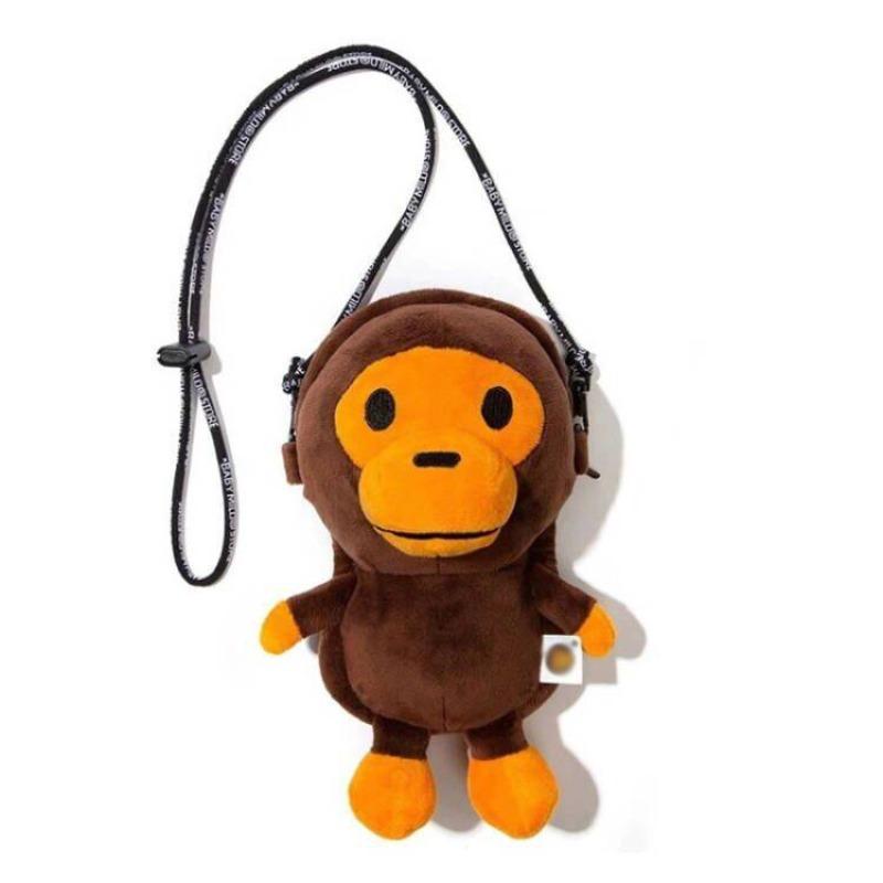 Plush Monkey Face Crossbody Bag - Stuffed Toy Messenger Bag for iPhone, Trendy Internet Celebrity Accessory