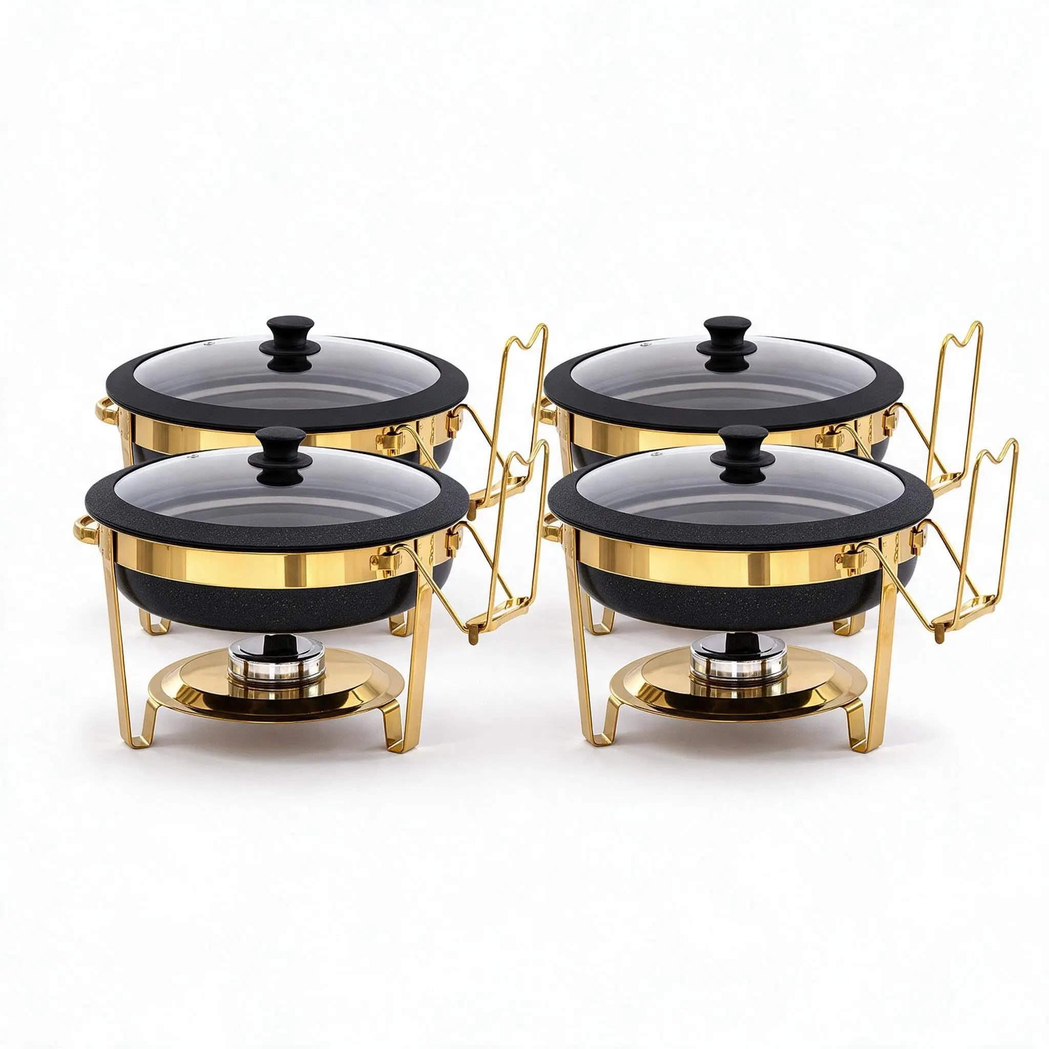 Versatile Buffet Chafing Dishes Set - Includes Multiple Packs of 5QT and 6QT Capacity Food Warmers Featuring Durable Black Maifanite-Coated and Stainless Steel Designs Ideal for Catering and Events