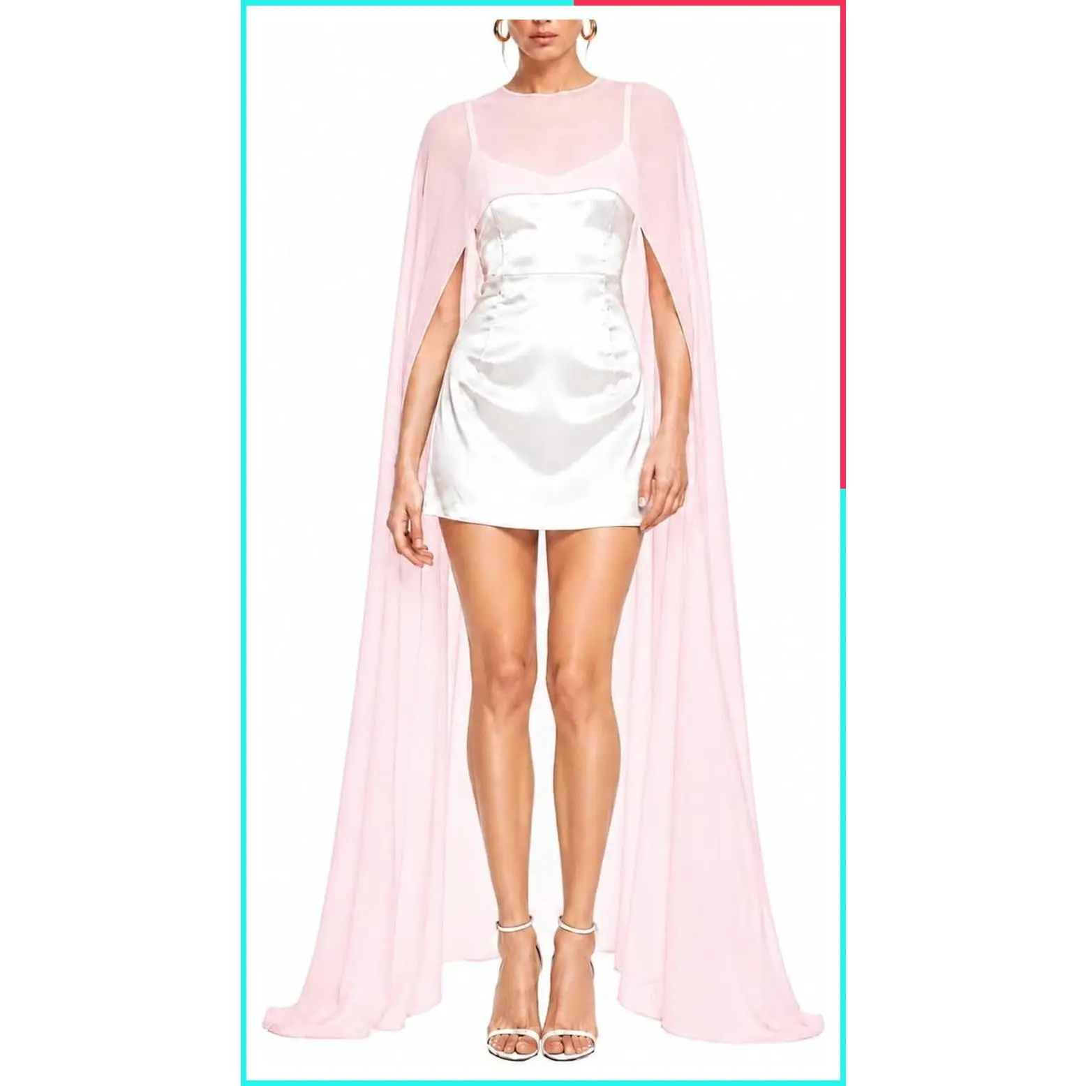 Sheer Chiffon Cape Shawl Wrap for Women, Evening Dress Cover Up, Wedding Bridal Formal Party Poncho Capelet
