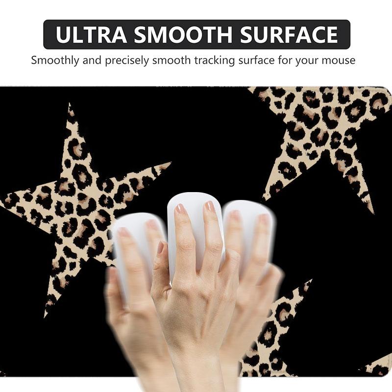 Extra Large Black Leopard Star Mouse Pad Stylish Gaming Mouse Pad 35x16 Inch Computer Keyboard Mousepad Suitable for Families, Offices and Schools. Perfect Gift for Family Members and Friends Desk Accessories