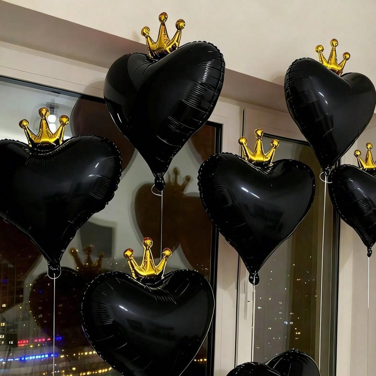 10pcs 19-Inch Crown & Heart Shaped Floating Balloons, Perfect for Weddings, Birthdays, Parties, Indoor/outdoor Decorations