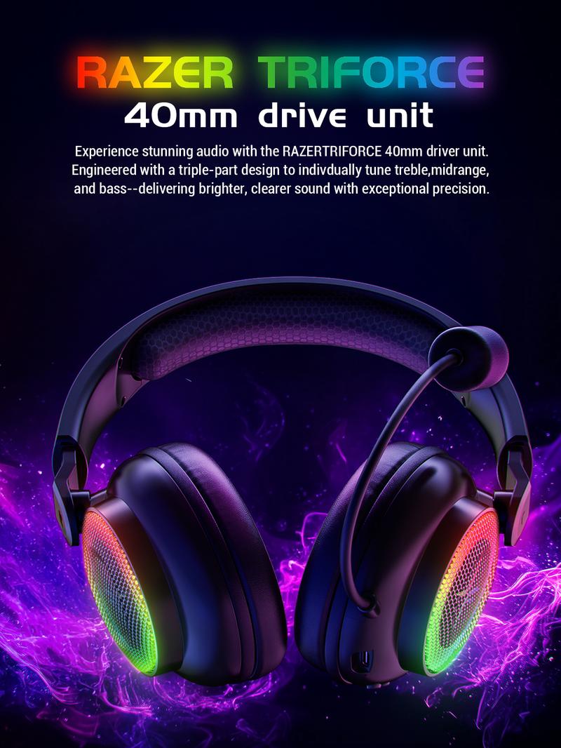 TAGRY K12 Quad-Mode Gaming Headset - 40mm Drivers - Memory Foam Cushion - Bluetooth 5.3-USB-A/C Dual Interface 2.4G - Wired 3.5mm Audio Jack - For PC, Mac, PS4, PS5,Switch, Xbox, Smart Phone, Laptop, Smart Watch, Tablet