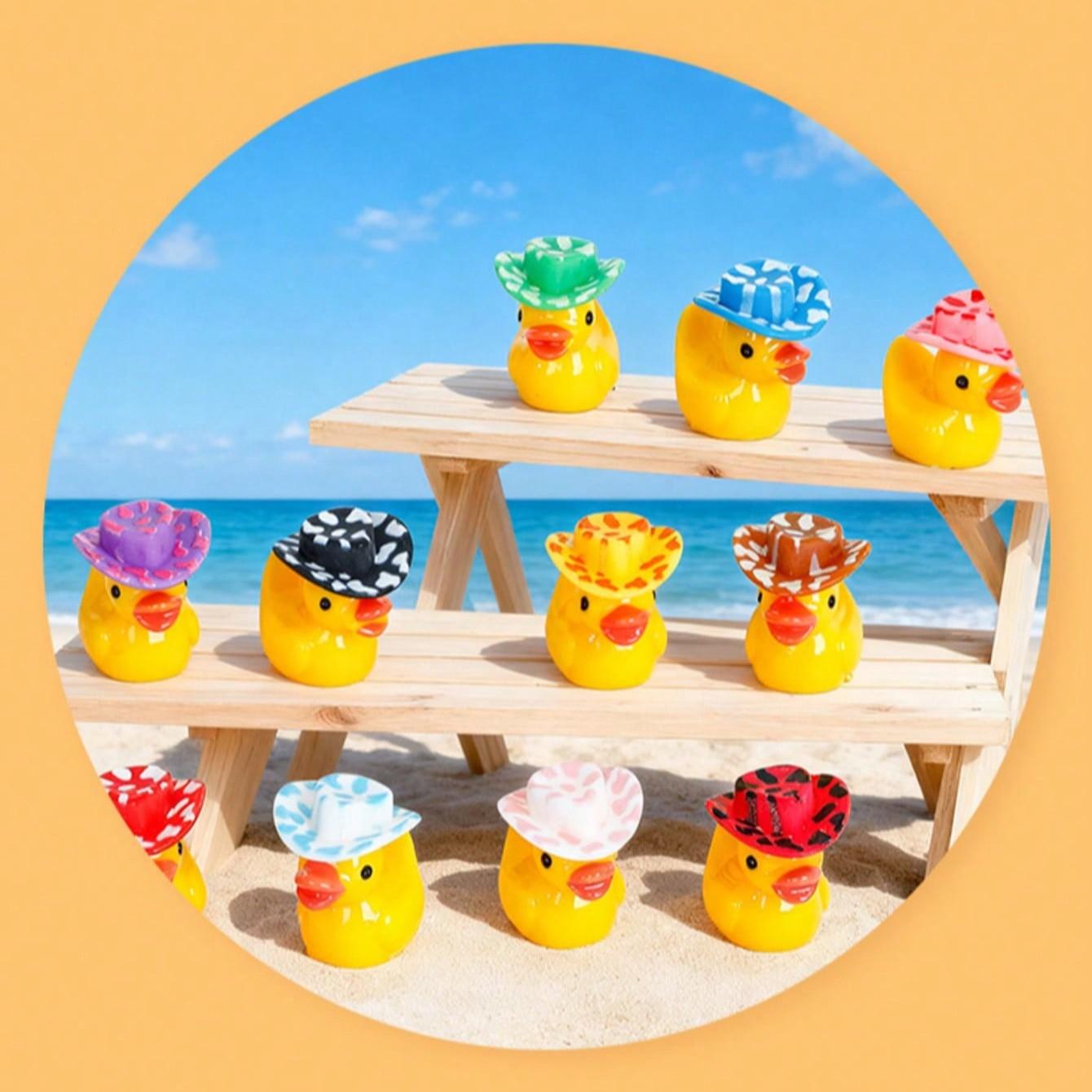 Mini Resin 3D Duck Figurines, 5-60pcs Set, Solid Color, Ideal for Water Landscapes, Garden Decor, DIY Craft Supplies, 3D Duck Ornaments