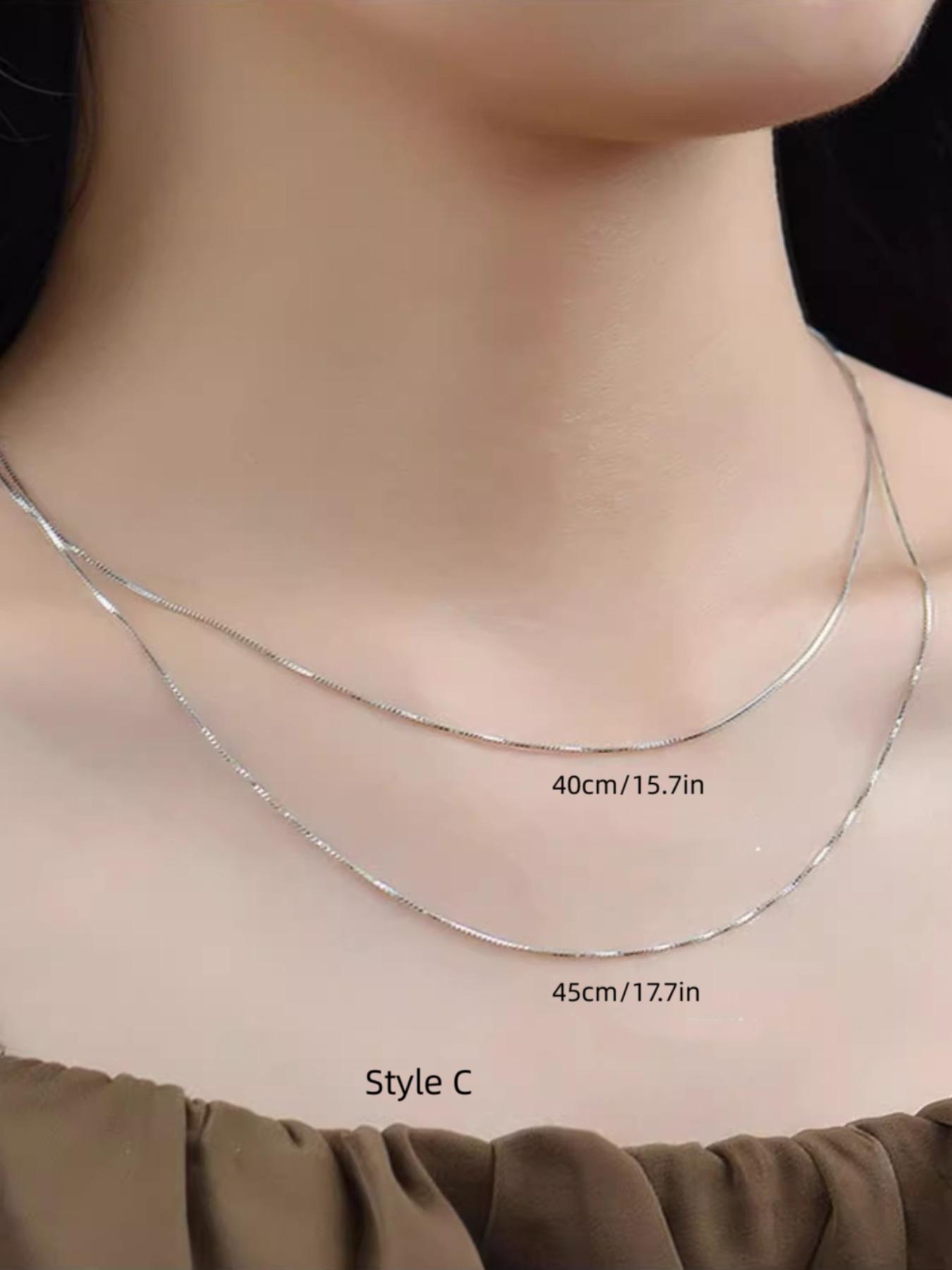 925 Sterling Silver Simple Chain Necklace, Minimalist Chain Necklace, Fashion Jewelry for Party, Daily Decor, Trendy All-match & Exquisite Jewelry for Birthday Gift