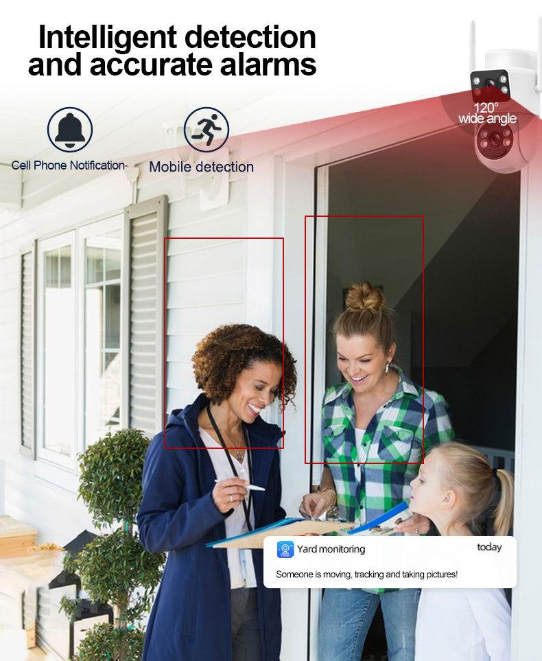 WiFi Solar Surveillance Camera 4K Ultra-Clear Dual-Lens Wireless Camera 8MP Network Remote WiFi Monitor