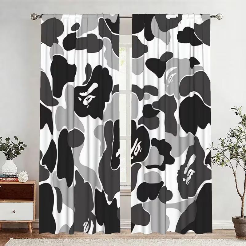 2 pieces of high-definition digital fashionable and elegant design printed curtains, made of polyester with semi-transparent texture, machine washable, suitable for bedrooms, living rooms and home decoration curtains.