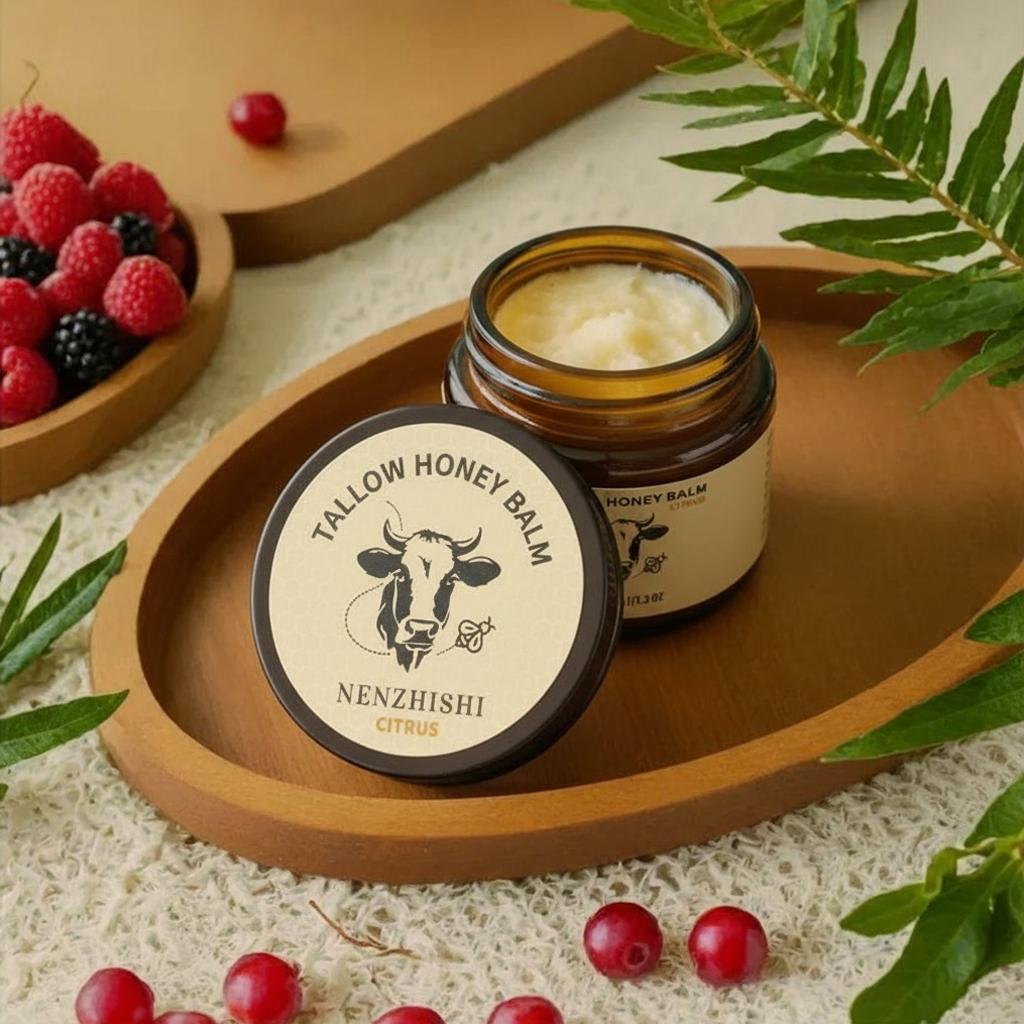 Organic Grass-Fed Beef Tallow Balm with Raw Honey - Handmade All-Natural Moisturizer for Soft, Smooth, Radiant Skin Hydrating Balm