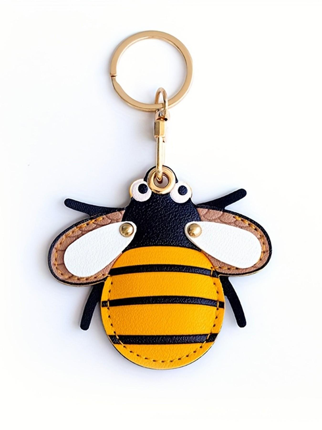 Creative PU Leather Cute Bee Keychain, Insect Backpack Charm, Women's Accessory, Holiday Gift, All Seasons Fashion Item