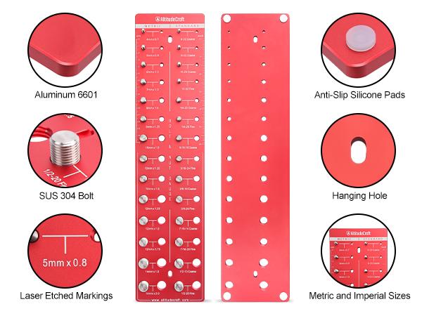 AltitudeCraft Thread Checker, Nut and Bolt Thread Checker, Bolt Size and Thread Gauge, Bolt and Nut Identifier Gauge, Bolt Gauge Wall Mountable