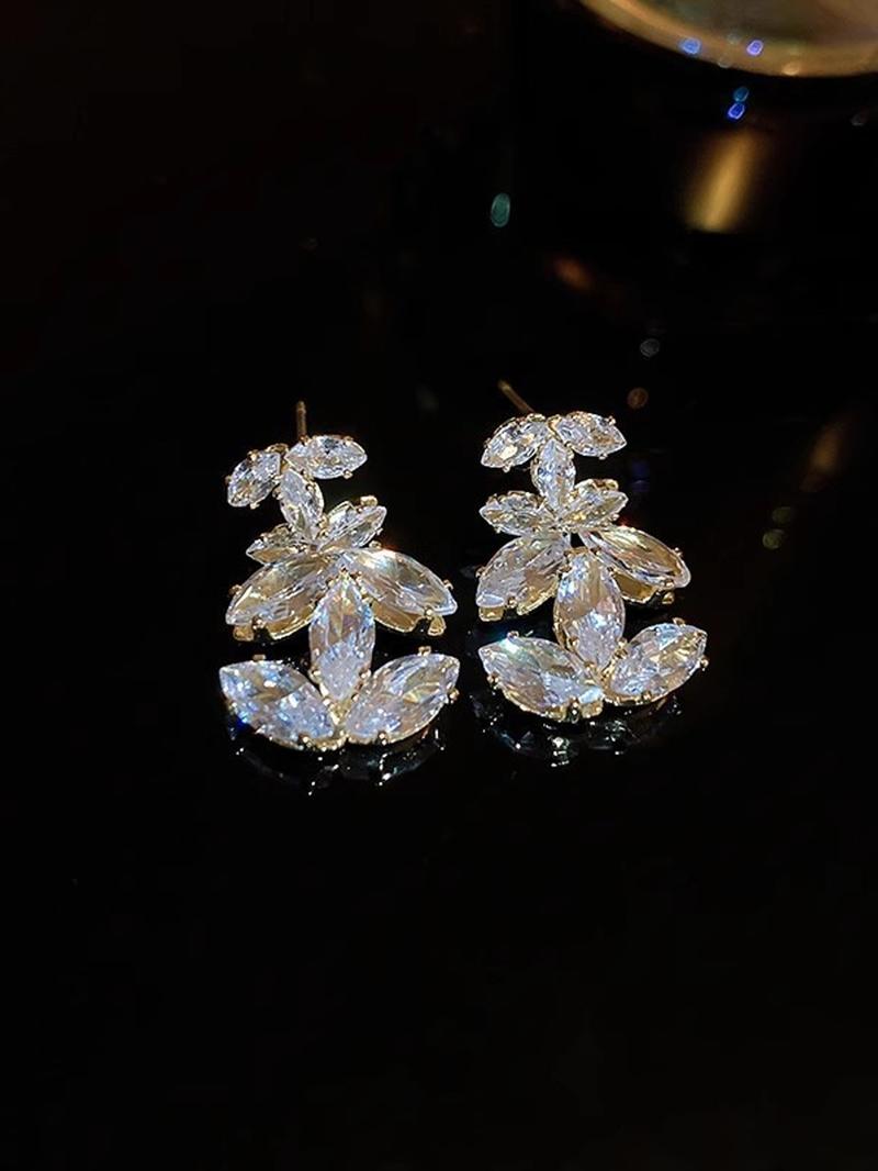 Rhinestone Decorated Earrings, Fashionable Jewelry for Women & Girls, Trendy All-match & Exquisite Jewelry for Birthday Gift