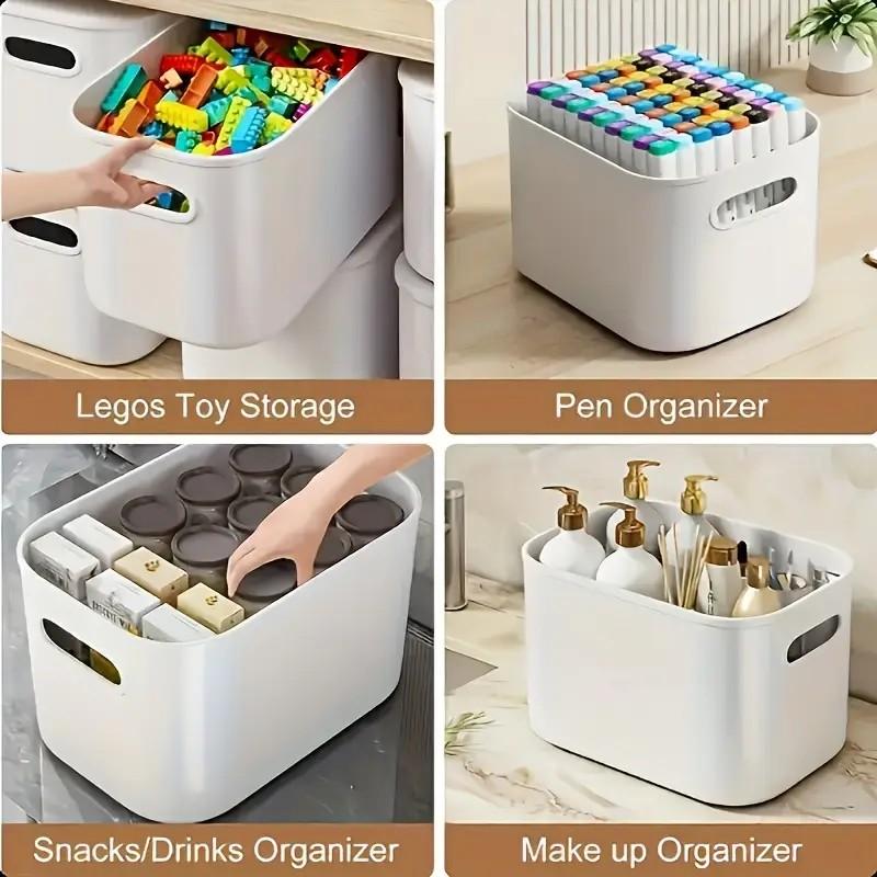 6-Pack Stackable Storage Bins with Lids - Waterproof for Office, Bathroom & Snacks Boxes Organiser house organizers boyfriend basket room organization products house organizers boyfriend basket room organization products