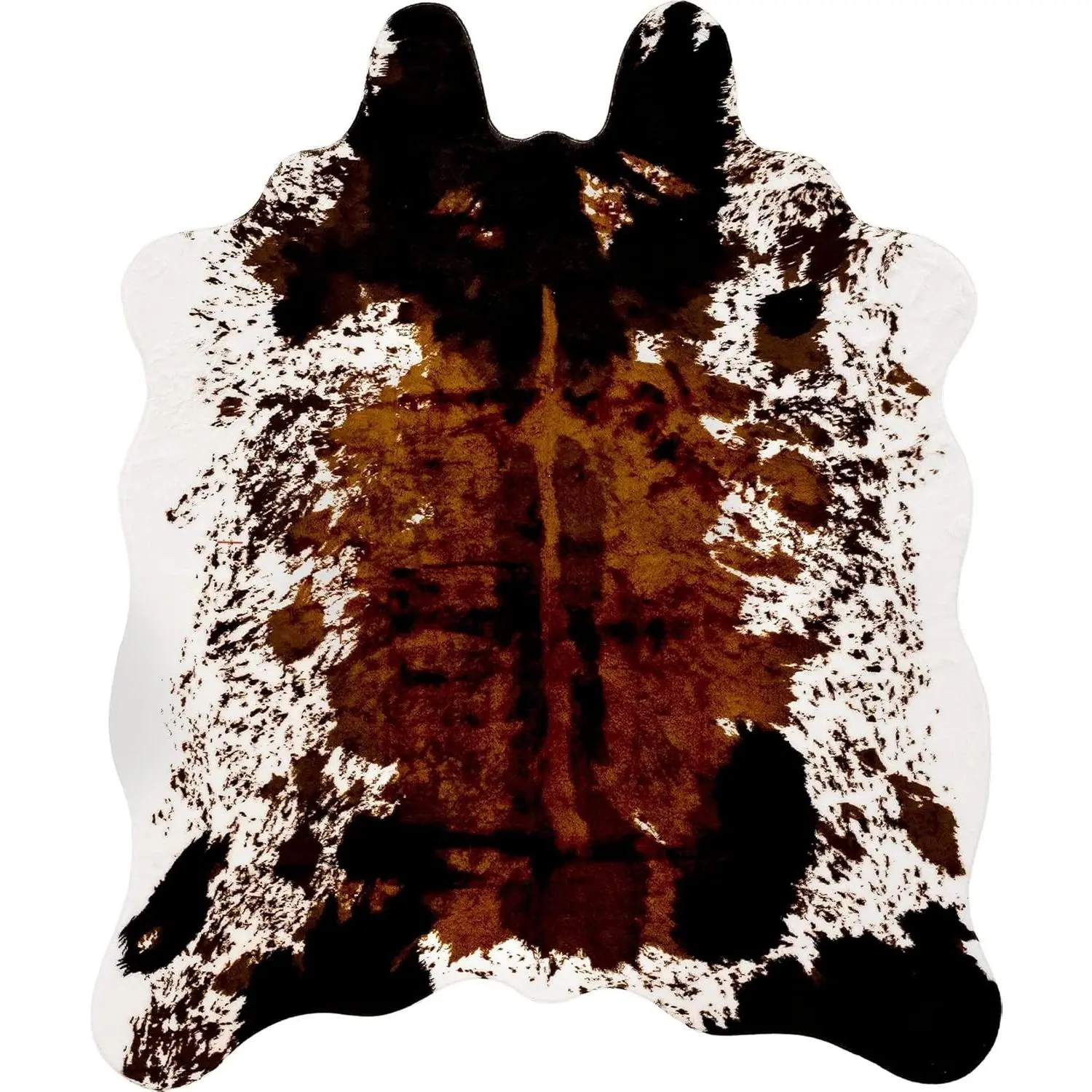 Faux Cowhide Rug Large (4.3ft x 5.6ft) - Non-Slip Backing,  Decor - Fireplace Hearth Rug, Wall Art ,  Floor Rugs for Living Room, Bedroom, Dining Area or Office