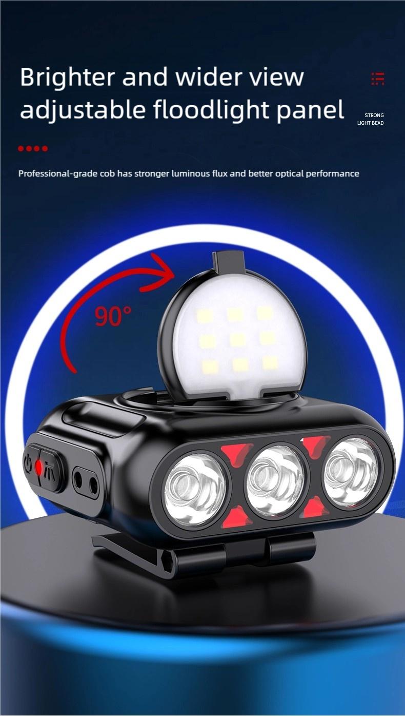 Headlamp Fishing Hat Clip Light Induction Night Fishing Lamp Long Battery Life Headband Illumination Strong Light Rechargeable Super Bright