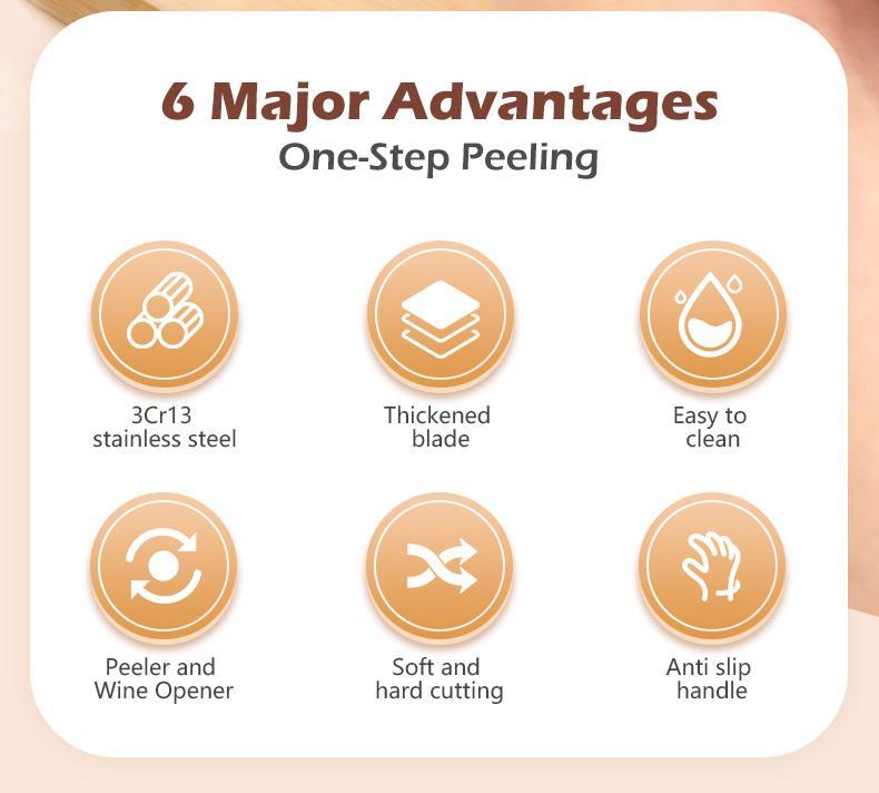 1pc 2-In-1 Fruit & Veggie Peeler with Bottle Opener, Sharp Stainless Steel, Upgraded Ergonomic Comfort Grip, Non-Slip Design